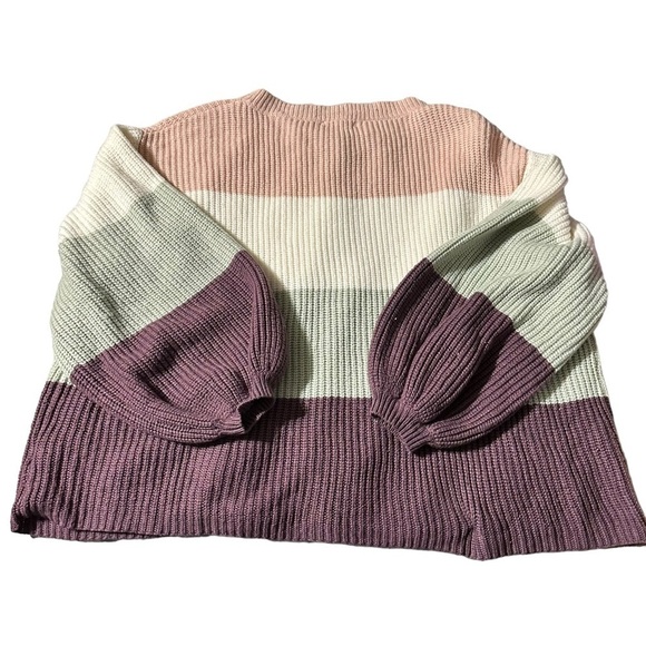 Stevie Hender women's Small oversized chunky knit striped crew knit swea… - Picture 2 of 4